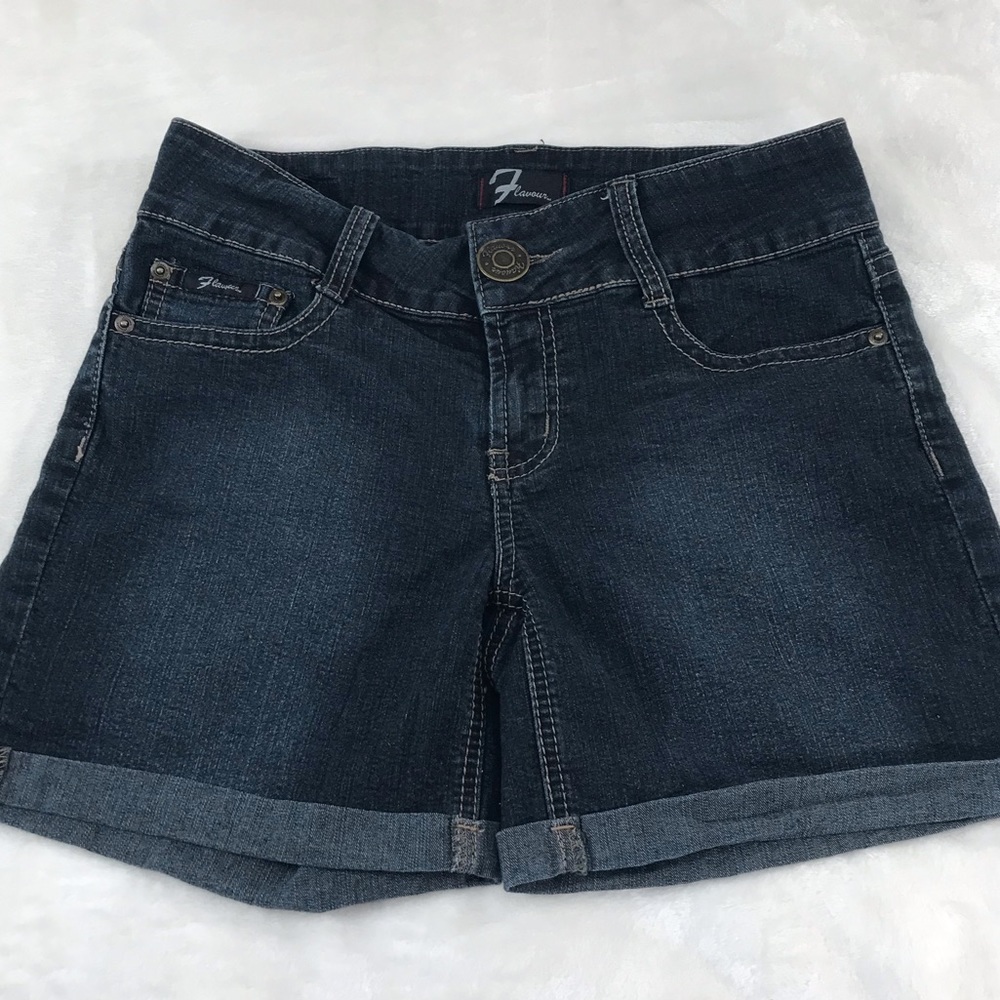Flavour Jeans Shorts wide waistband cuffed legs